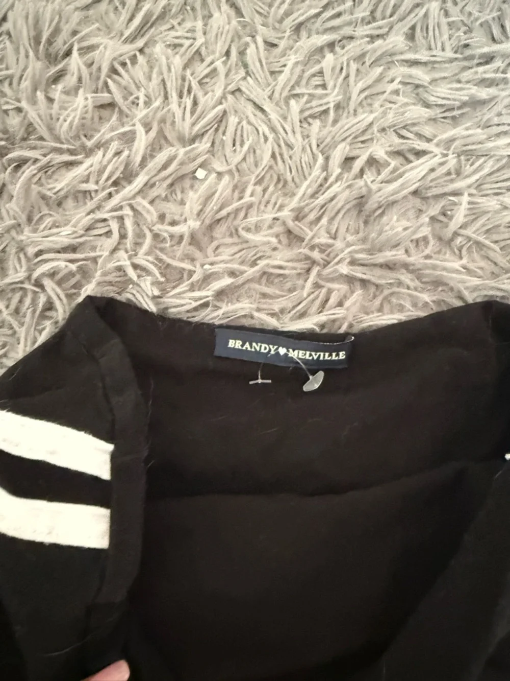 Brandy Melville Black Strapless Top with White Side Stripes - Picture 3 of 3